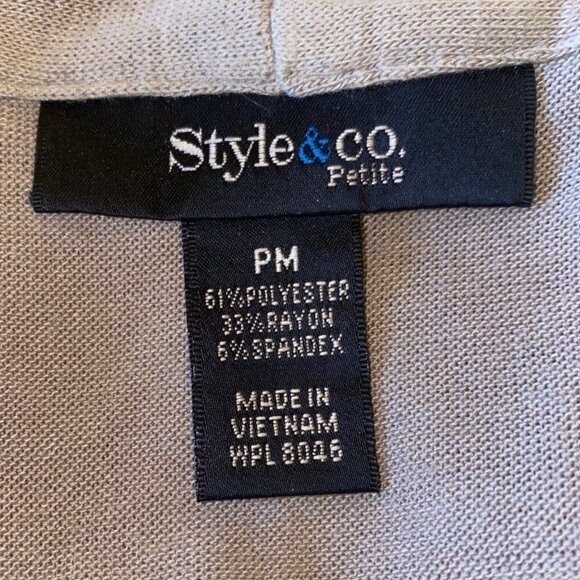 Style & Co Petite Beige Lightweight Open Front Cardigan PM Polyester Blend - Picture 3 of 4